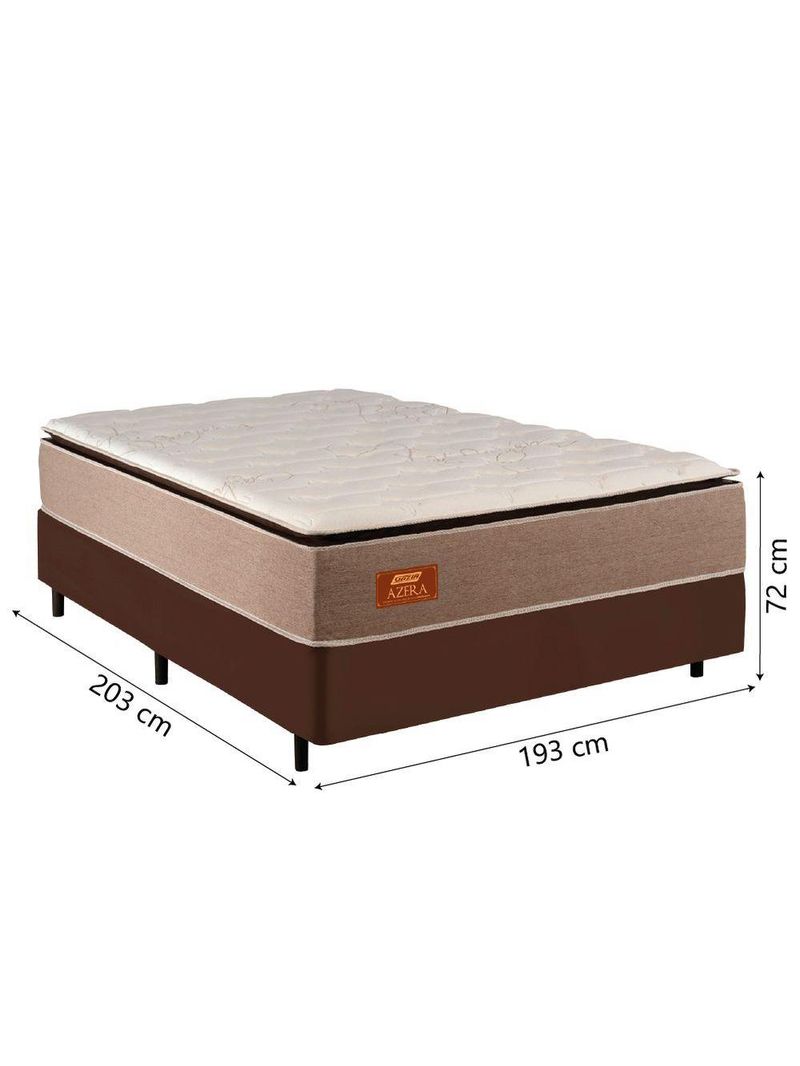 Cama Box Casal King Gazin Colchão Com Molas Ensacadas 193x203x72cm Azera Branco/bege