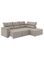 Sofá De Canto Retrátil E Reclinável 4 Lugares Santorini Veludo Luizzi Cappuccino