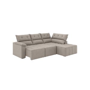 Sofá De Canto Retrátil E Reclinável 4 Lugares Santorini Veludo Luizzi Cappuccino