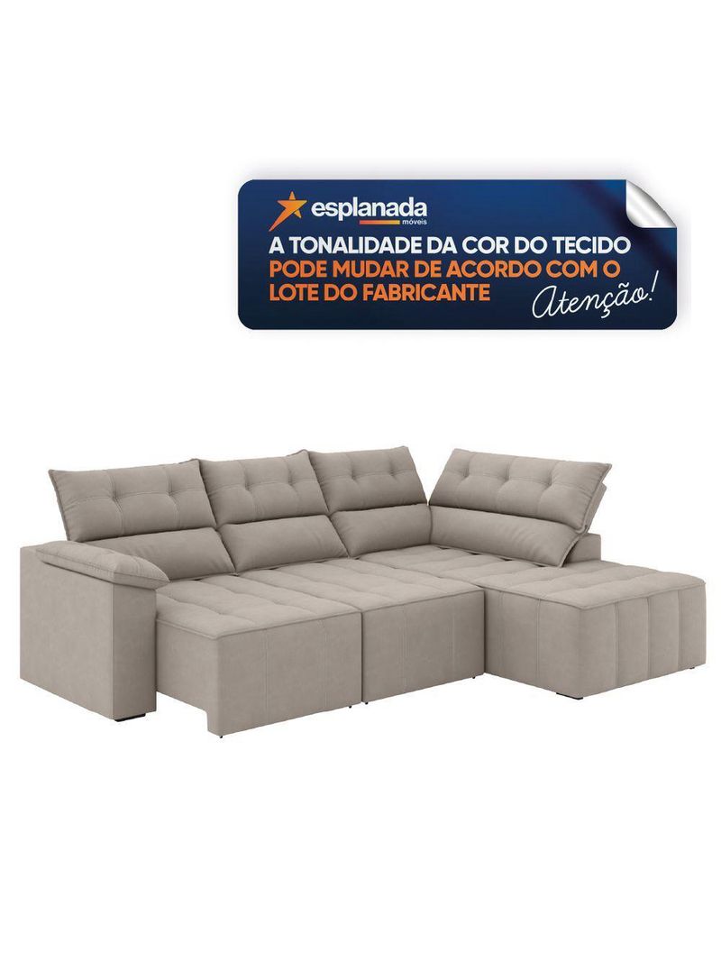 Sofá De Canto Retrátil E Reclinável 4 Lugares Santorini Veludo Luizzi Cappuccino