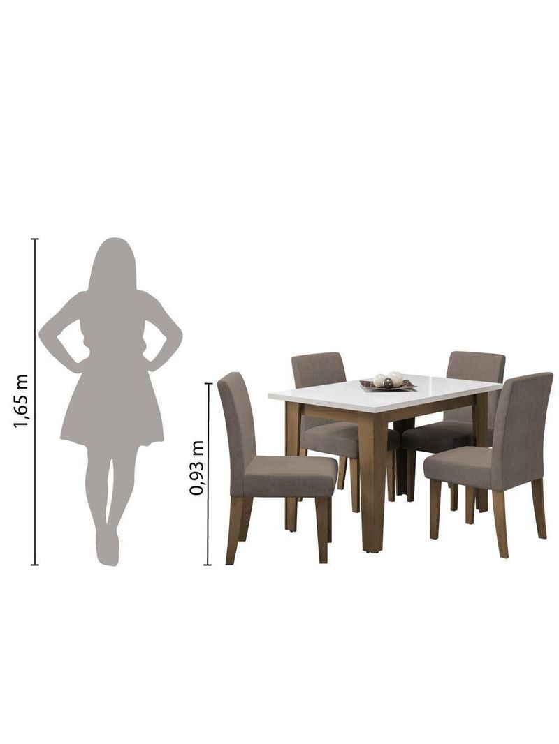Conjunto de Mesa Sala de Jantar Miami  4 Cadeiras Trieste