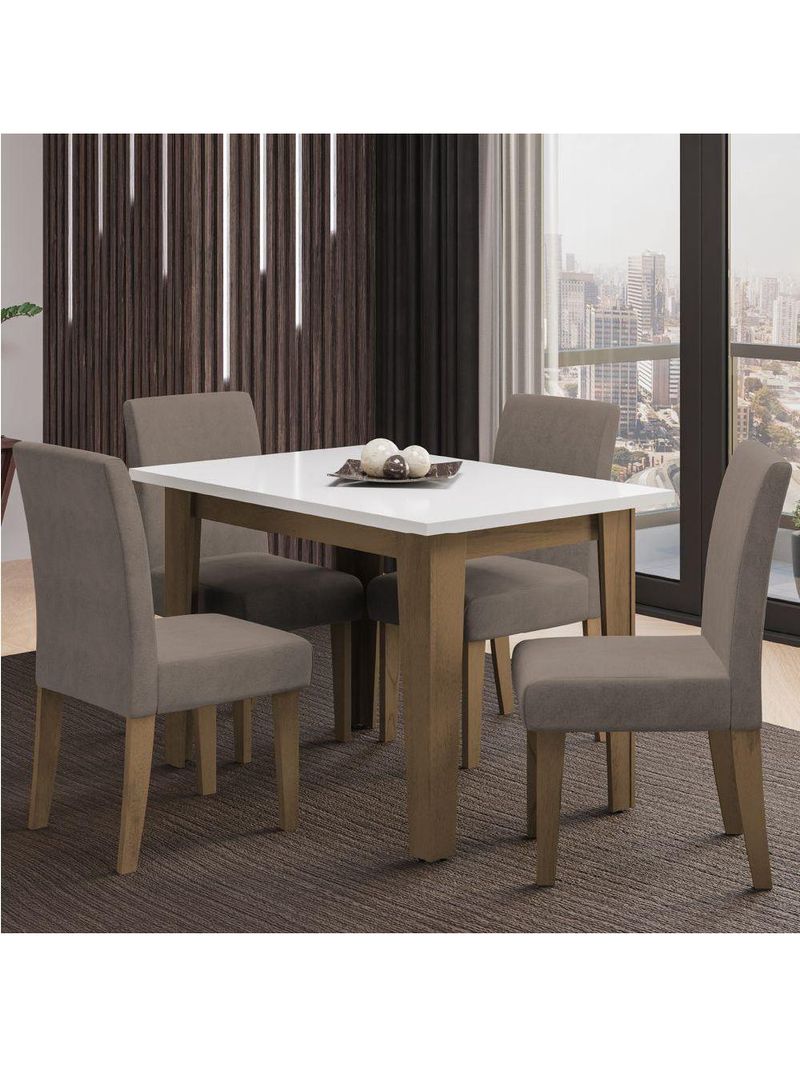 Conjunto de Mesa Sala de Jantar Miami  4 Cadeiras Trieste