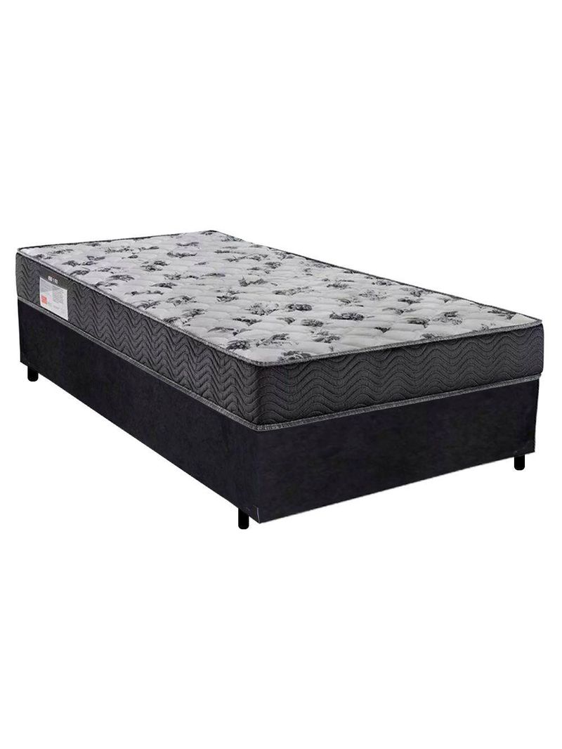 Cama Box Solteiro Suede + Colchão De Espuma D33 - Sereneprime - 88cm Preto