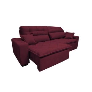 Sofá 2,92m Retrátil E Reclinável Com Molas Cama Inbox Confort Tecido Suede Velusoft Vinho