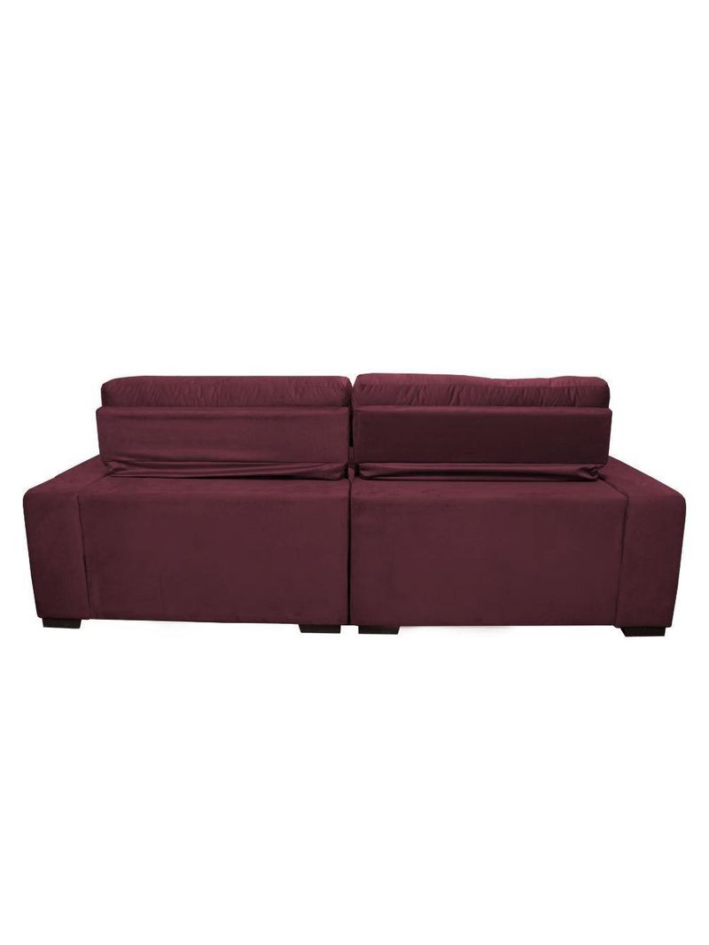 Sofá 2,92m Retrátil E Reclinável Com Molas Cama Inbox Confort Tecido Suede Velusoft Vinho
