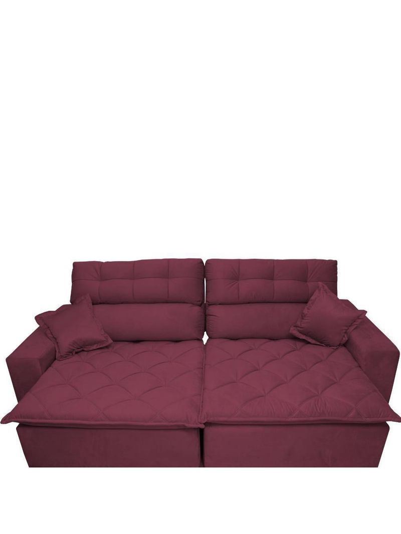 Sofá 2,92m Retrátil E Reclinável Com Molas Cama Inbox Confort Tecido Suede Velusoft Vinho