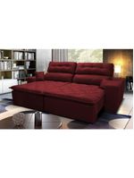 Sofá 2,92m Retrátil E Reclinável Com Molas Cama Inbox Confort Tecido Suede Velusoft Vinho