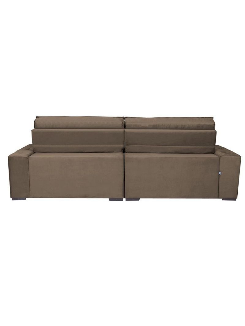 Sofá Retrátil E Reclinável 3,12m Com Molas Cama Inbox Estilo Suede Velusoft Café