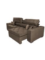 Sofá Retrátil E Reclinável 3,12m Com Molas Cama Inbox Estilo Suede Velusoft Café