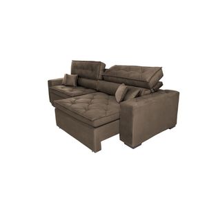 Sofá Retrátil E Reclinável 3,12m Com Molas Cama Inbox Estilo Suede Velusoft Café