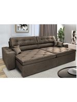Sofá Retrátil E Reclinável 3,12m Com Molas Cama Inbox Estilo Suede Velusoft Café