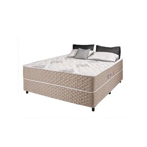 Cama Box Casal Conjugada Ortopédico Alpha Espuma 138x188x52cm Bege-Branco Hellen