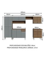 Armário De Cozinha Com Balcão E Paneleiro Rustic/Cinza