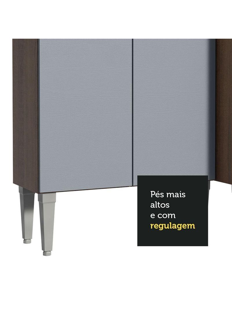 Armário De Cozinha Com Balcão E Paneleiro Rustic/Cinza