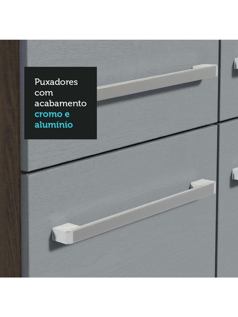 Armário De Cozinha Com Balcão E Paneleiro Rustic/Cinza