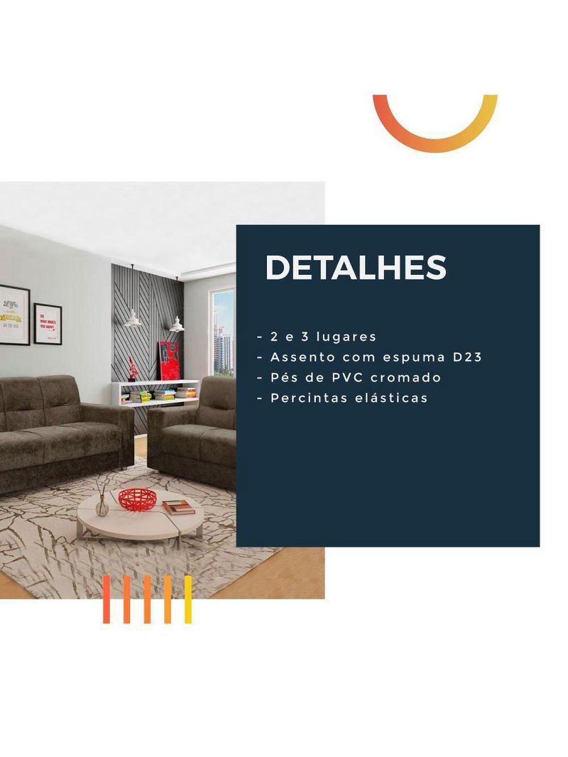 Sofá 2 e 3 Lugares Turin Suede Flash Estofados Marrom