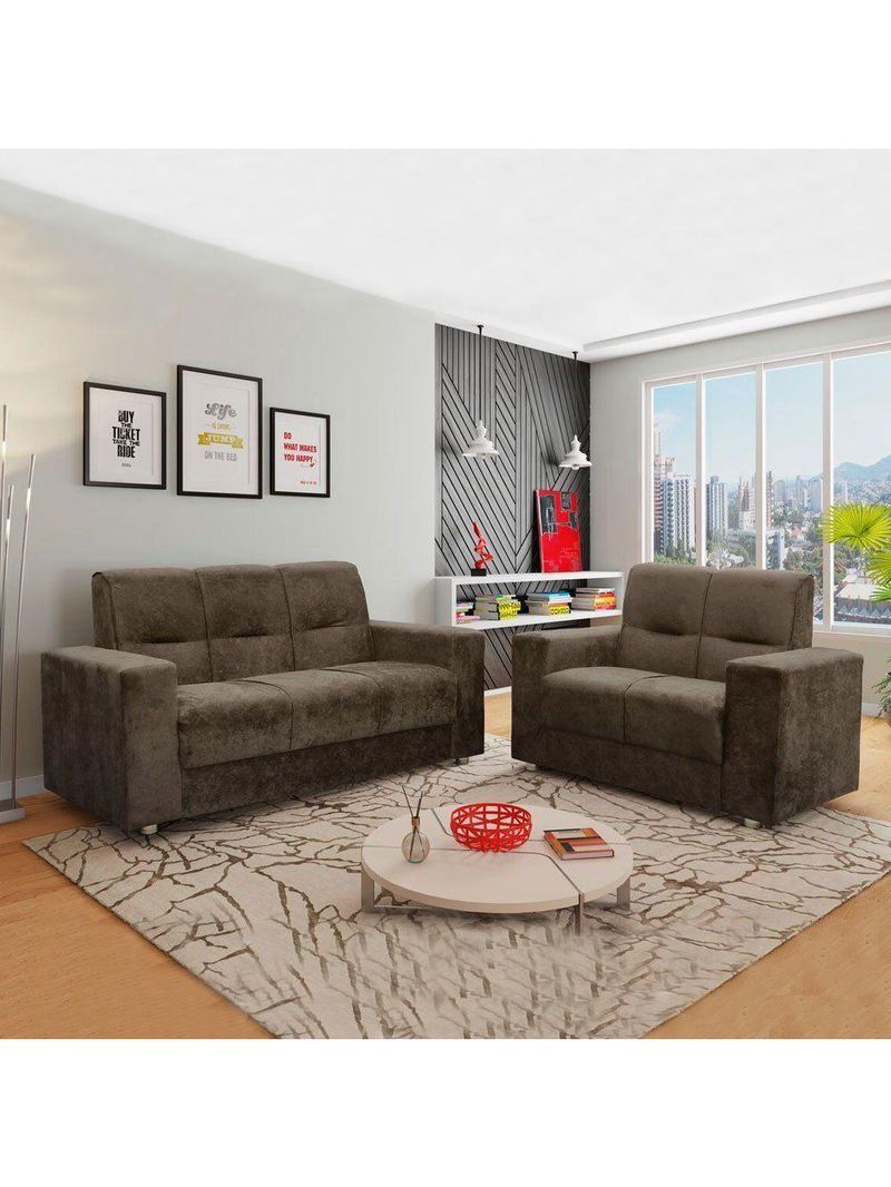 Sofá 2 e 3 Lugares Turin Suede Flash Estofados Marrom