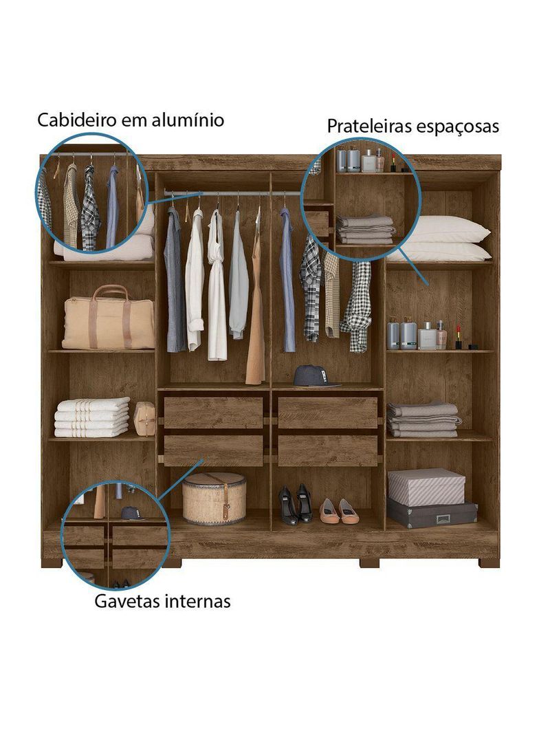Guarda Roupas Casal 8 Portas 4 Gavetas Diplomata