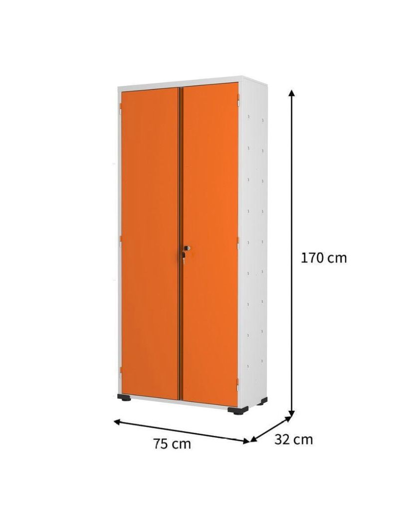 Armário Aço Escritório Fechadura 3 Prateleiras Ea302 Laranja