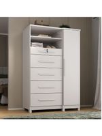 Cômoda Com Sapateira E Cabideiro Multiuso 5 Gavetas 1 Porta Imperial Zanzini Branco