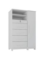 Cômoda Com Sapateira E Cabideiro Multiuso 5 Gavetas 1 Porta Imperial Zanzini Branco