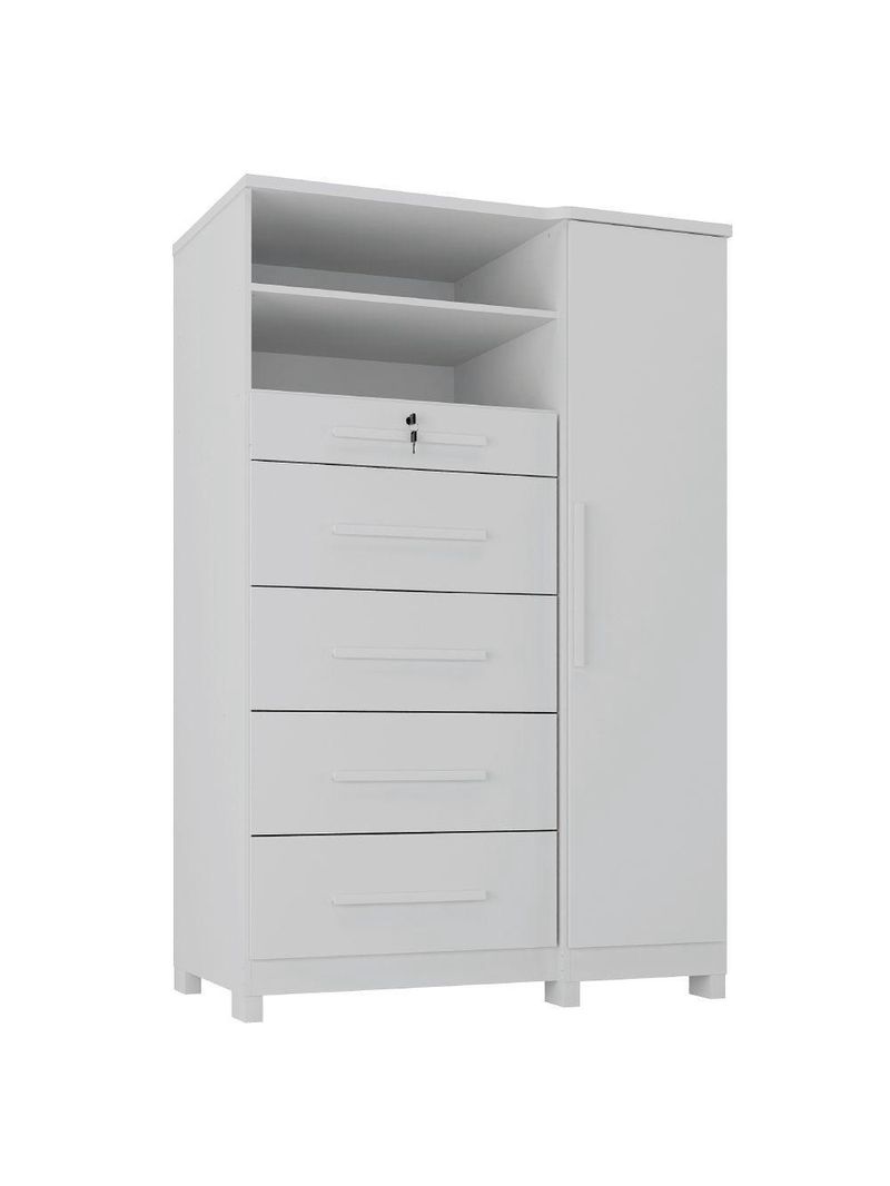 Cômoda Com Sapateira E Cabideiro Multiuso 5 Gavetas 1 Porta Imperial Zanzini Branco