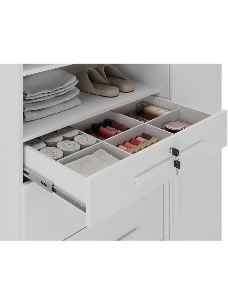 Cômoda Com Sapateira E Cabideiro Multiuso 5 Gavetas 1 Porta Imperial Zanzini Branco