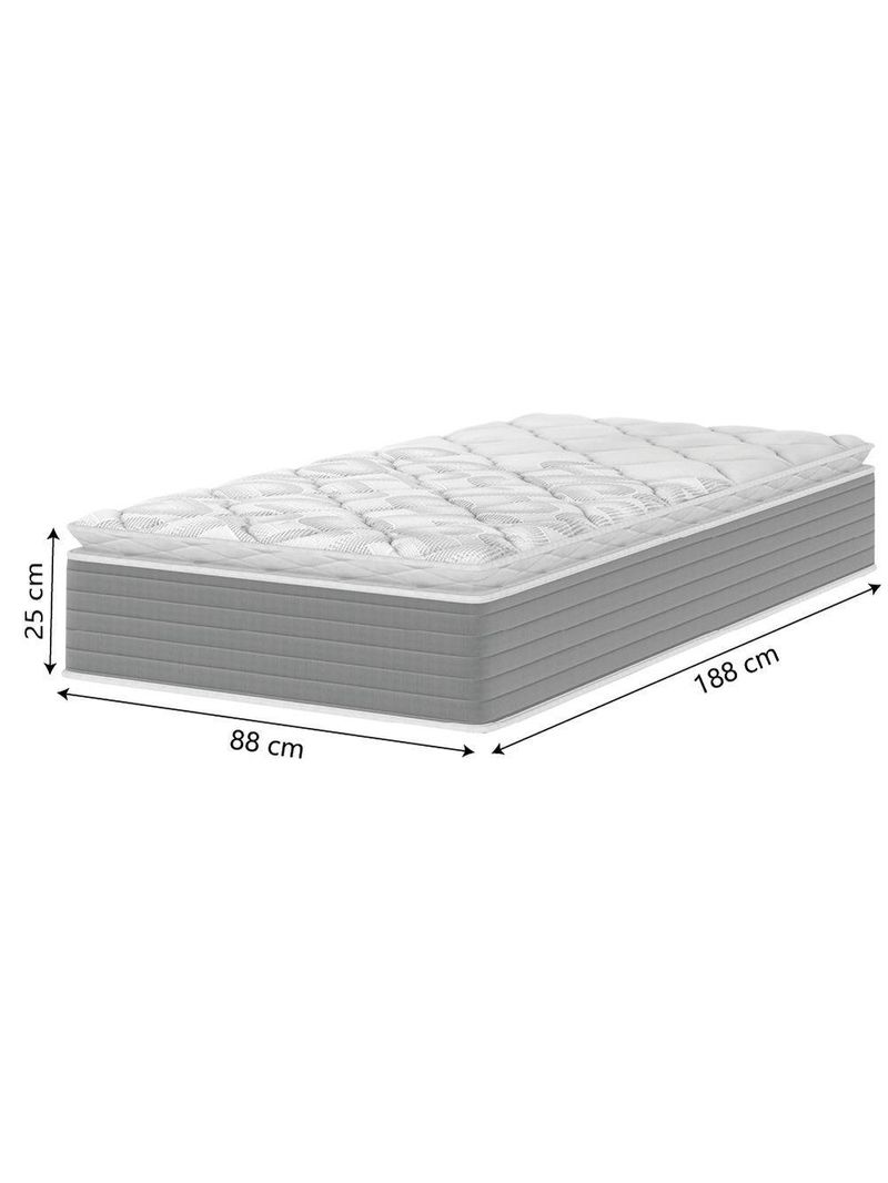 Colchão Solteiro Molas Ensacadas Pillow Top 88x188x25cm Martino Cinza Umaflex Cinza
