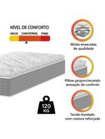 Colchão Solteiro Molas Ensacadas Pillow Top 88x188x25cm Martino Cinza Umaflex Cinza