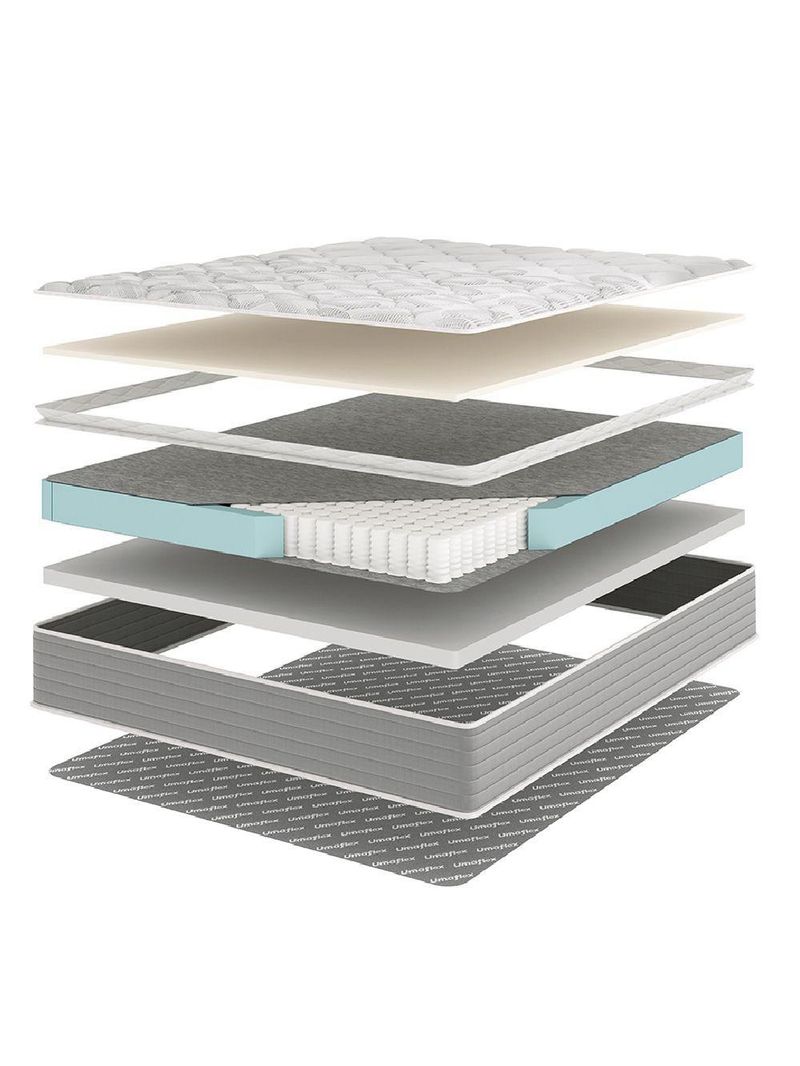 Colchão Solteiro Molas Ensacadas Pillow Top 88x188x25cm Martino Cinza Umaflex Cinza