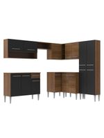 Armário de Cozinha de Canto Emilly com Balcão e Adega Preto