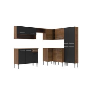 Armário de Cozinha de Canto Emilly com Balcão e Adega Preto