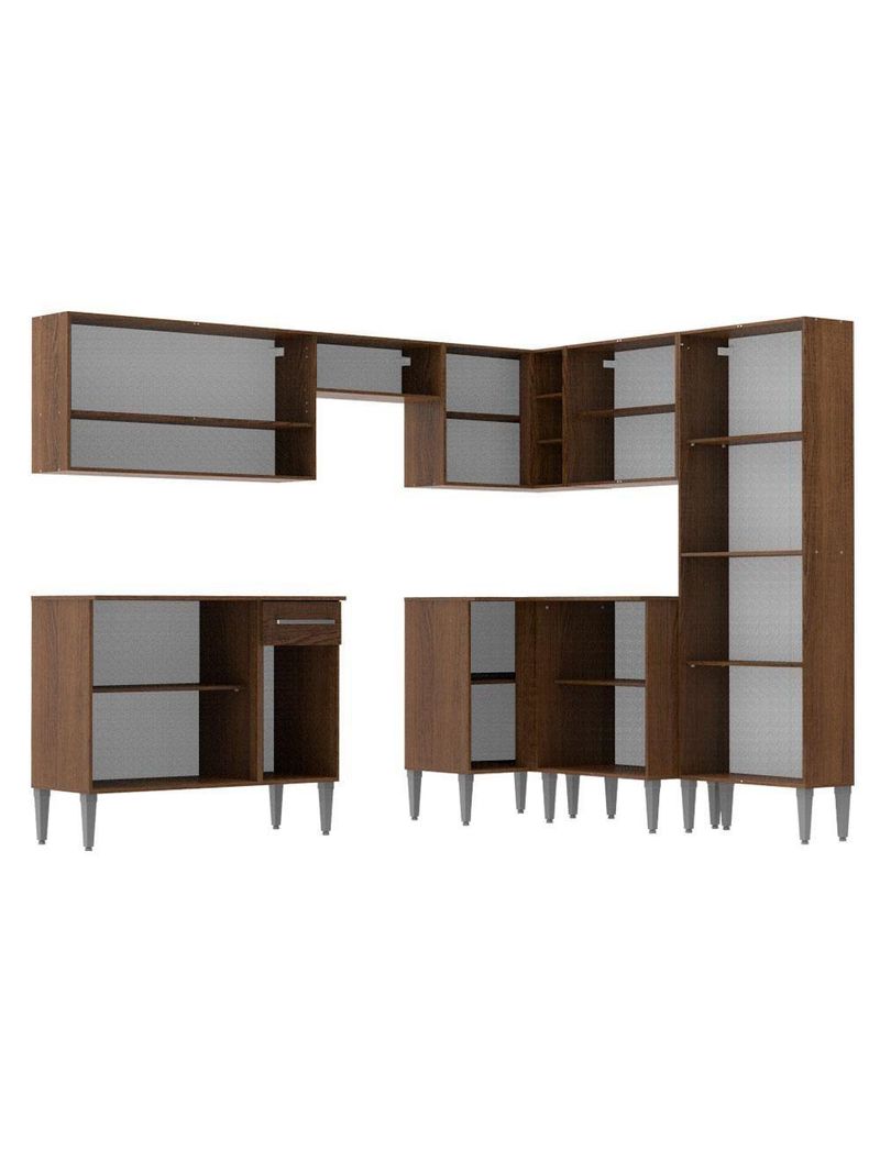 Armário de Cozinha de Canto Emilly com Balcão e Adega Preto