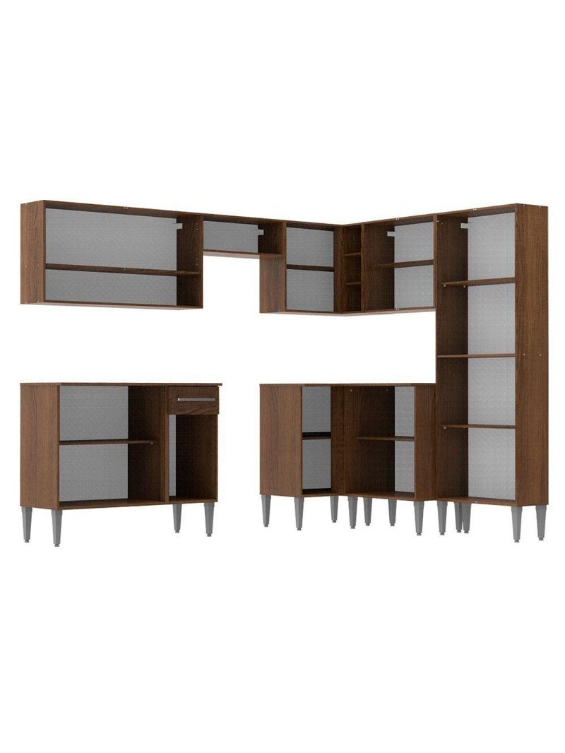 Armário de Cozinha de Canto Emilly com Balcão e Adega Preto