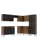 Armário de Cozinha de Canto Emilly com Balcão e Adega Preto