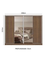 Guarda-roupa Casal Madesa Apolo 4 Portas De Correr Com Espelho Rustic