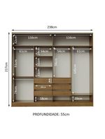 Guarda-roupa Casal Madesa Apolo 4 Portas De Correr Com Espelho Rustic