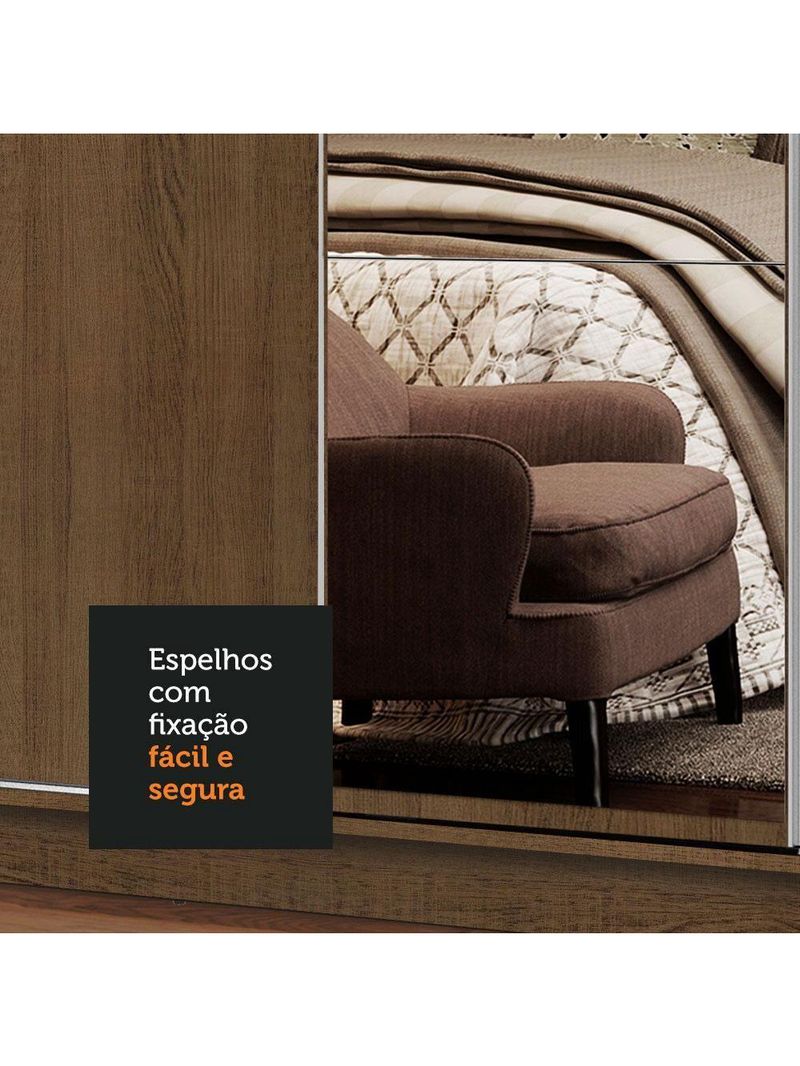 Guarda-roupa Casal Madesa Apolo 4 Portas De Correr Com Espelho Rustic