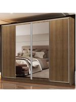 Guarda-roupa Casal Madesa Apolo 4 Portas De Correr Com Espelho Rustic