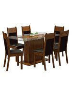 Conjunto Sala de Jantar Madesa - Mesa Tampo Vidro 6 Cadeiras