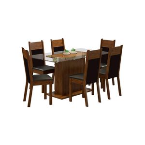 Conjunto Sala de Jantar Madesa - Mesa Tampo Vidro 6 Cadeiras