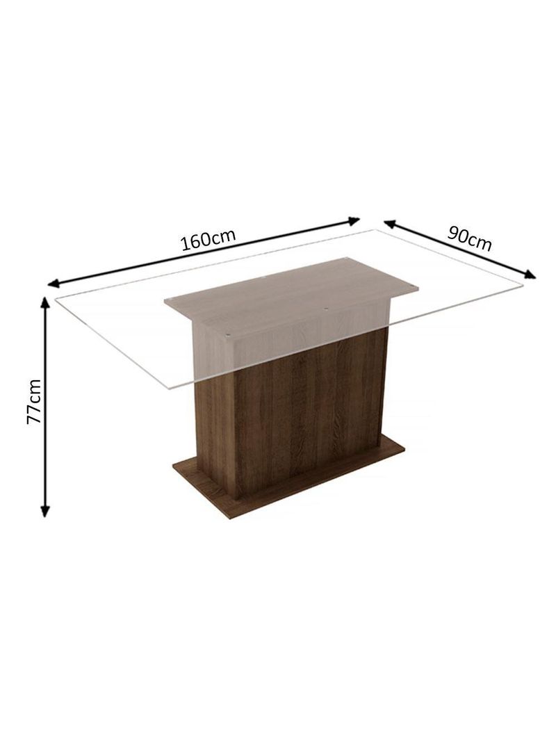 Conjunto Sala de Jantar Madesa - Mesa Tampo Vidro 6 Cadeiras