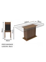 Conjunto Sala de Jantar Madesa - Mesa Tampo Vidro 6 Cadeiras