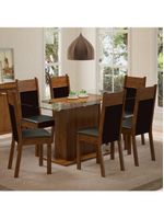 Conjunto Sala de Jantar Madesa - Mesa Tampo Vidro 6 Cadeiras