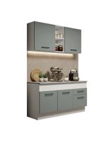 Cozinha Compacta Madesa Ágata 150001 com Armário e Balcão (com Tampo) – Branco/Cinza