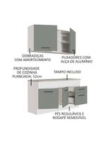 Cozinha Compacta Madesa Ágata 150001 com Armário e Balcão (com Tampo) – Branco/Cinza