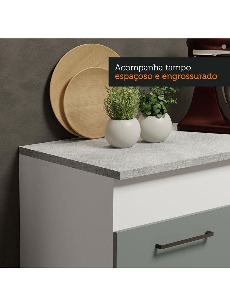 Cozinha Compacta Madesa Ágata 150001 com Armário e Balcão (com Tampo) – Branco/Cinza