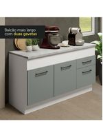 Cozinha Compacta Madesa Ágata 150001 com Armário e Balcão (com Tampo) – Branco/Cinza