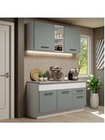 Cozinha Compacta Madesa Ágata 150001 com Armário e Balcão (com Tampo) – Branco/Cinza