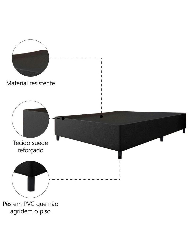 Cama Box Base Casal Queen 1,58m Suede Marsala Preto